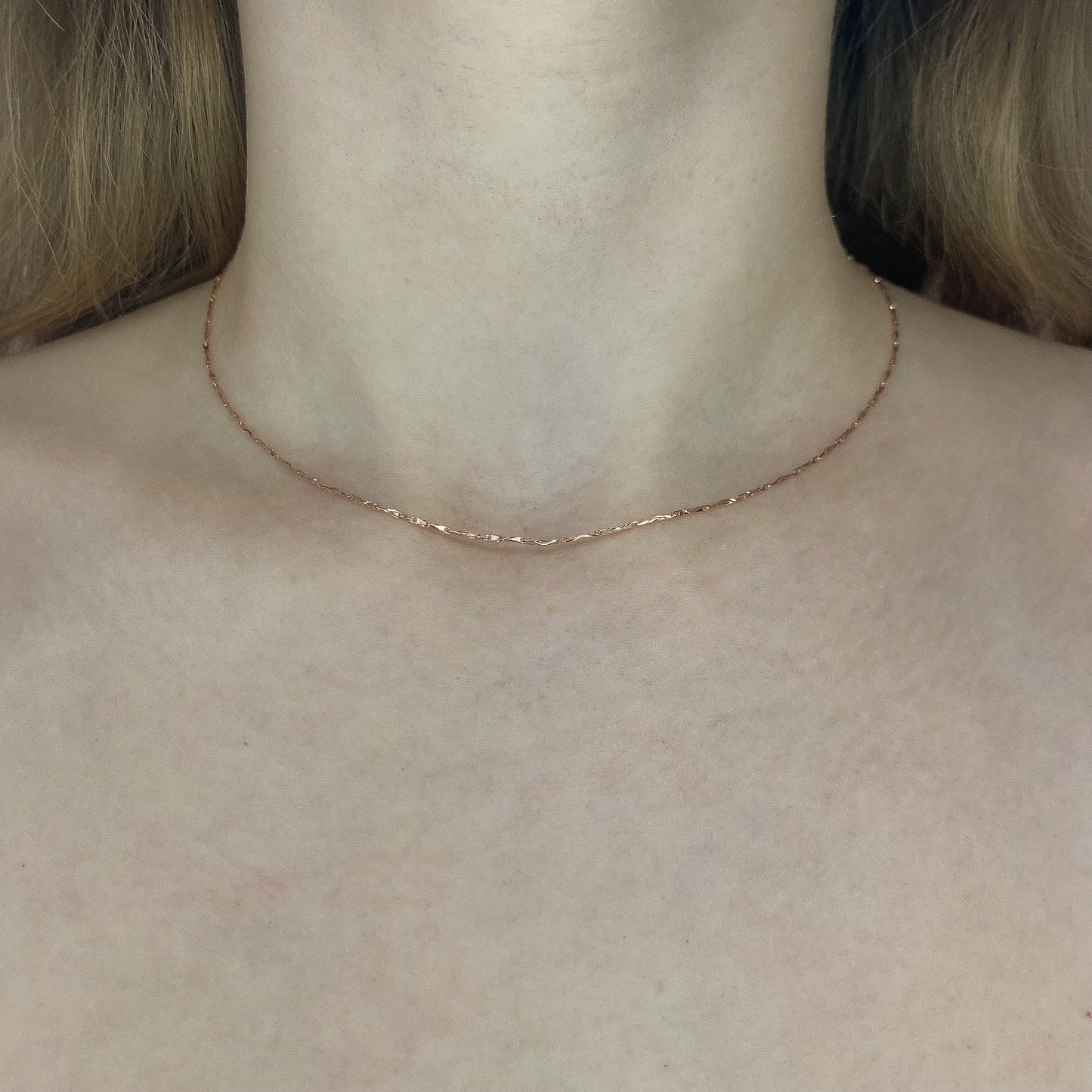 Sterling Silver Rose Gold Plated Ingot Chain