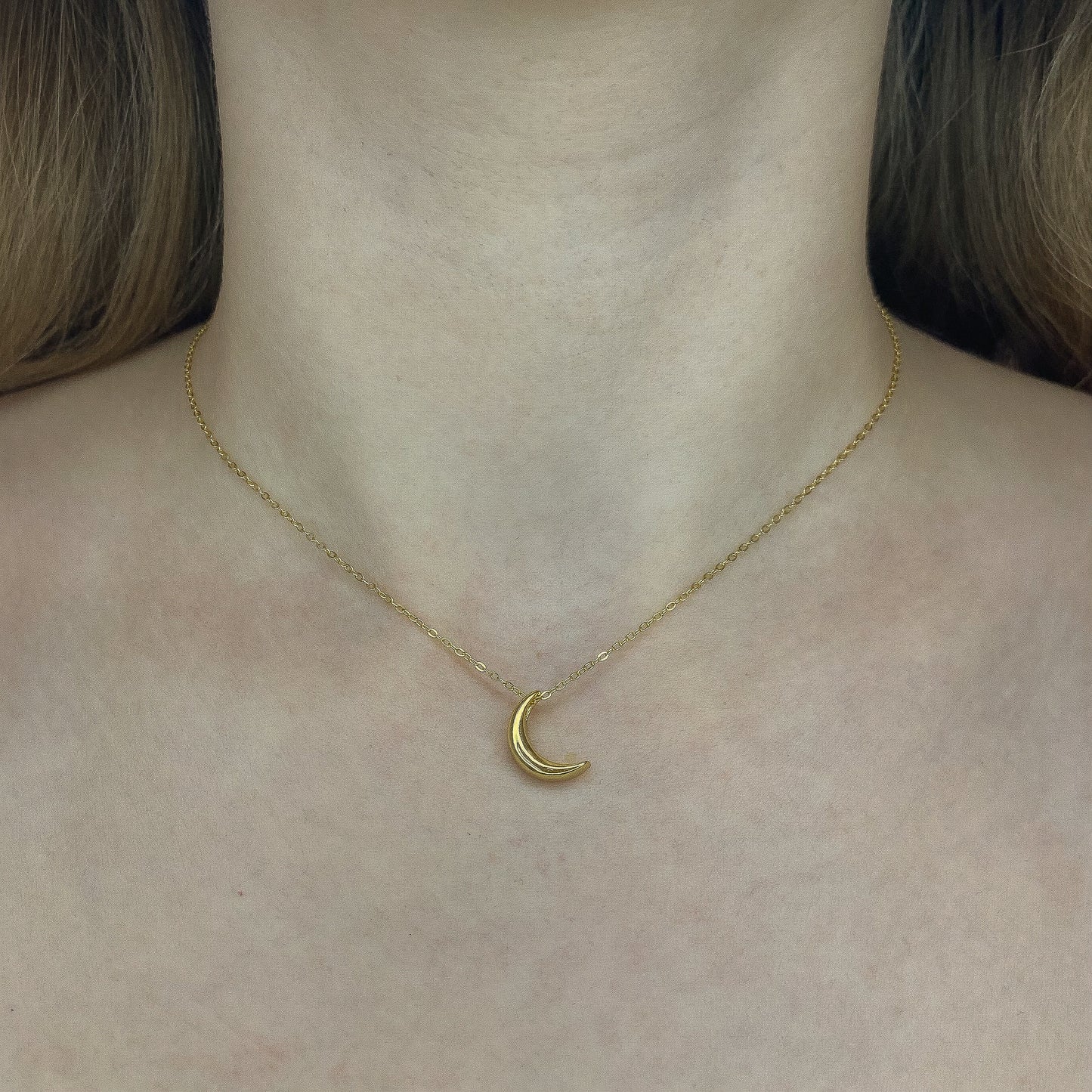 Sterling Silver Gold Plated Moon Necklace