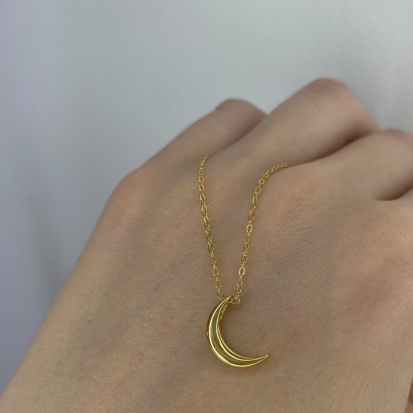 Sterling Silver Gold Plated Moon Necklace