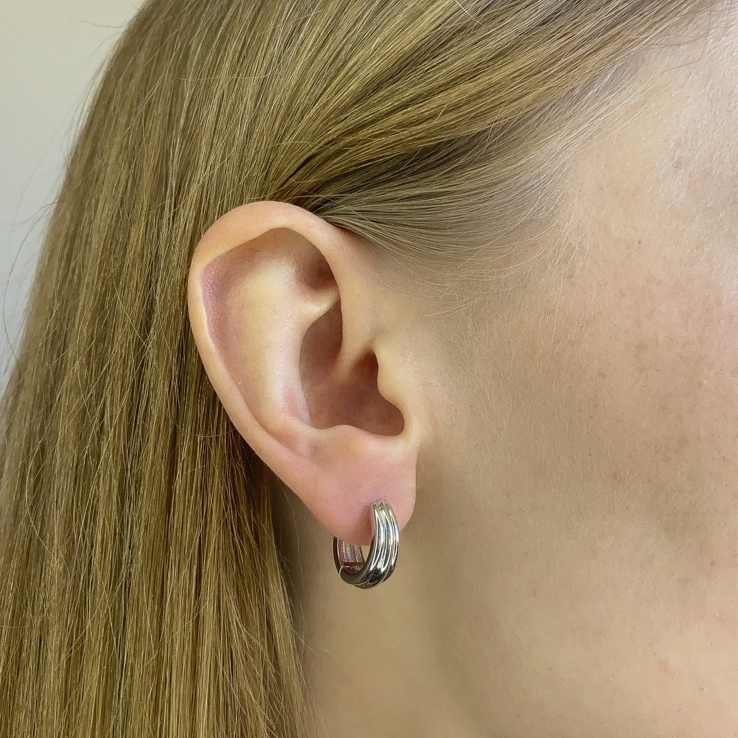 Sterling Silver Rhodium Plated Hoops