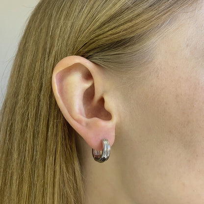 Sterling Silver Rhodium Plated Hoops