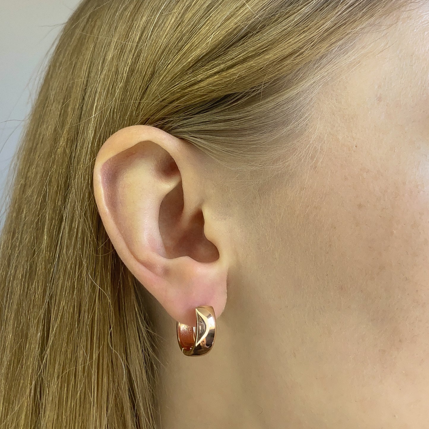 Sterling Silver Rose Gold Plated Wide Hoops