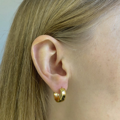 Sterling Silver Gold Plated Wide Hoops