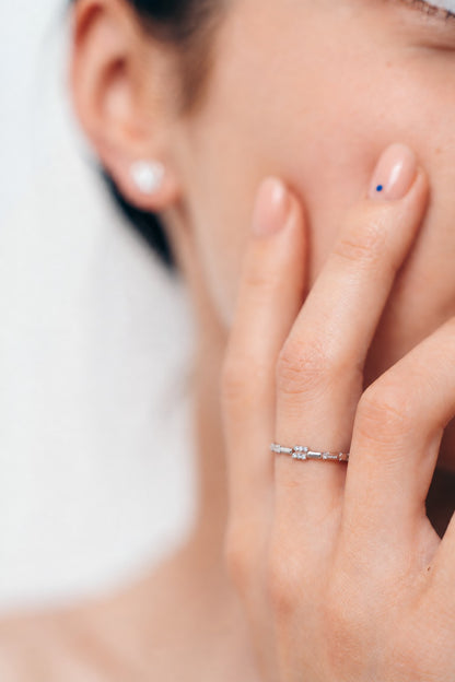 Sterling Silver Rhodium Plated CZ Ring