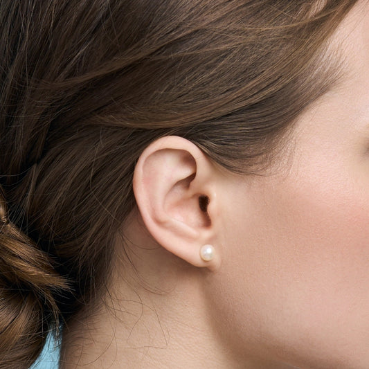 Sterling Silver Gold Plated Pearl Studs