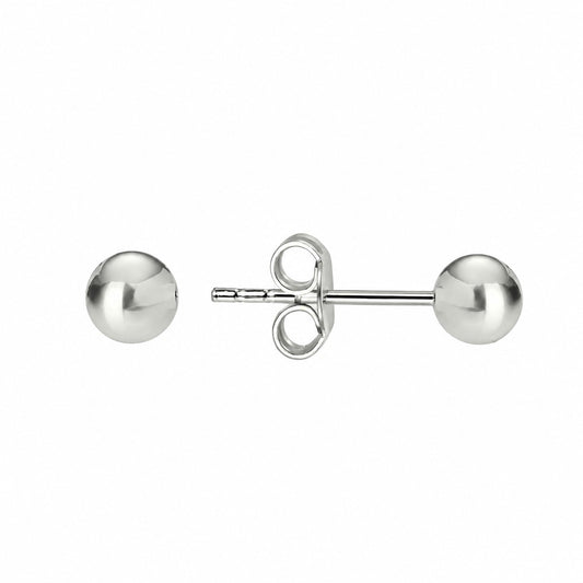 Sterling Silver Rhodium Plated 2 - 6 mm Bead Studs