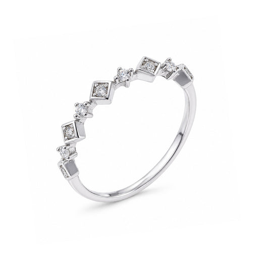 Sterling Silver Rhodium Plated CZ Rhombus Ring