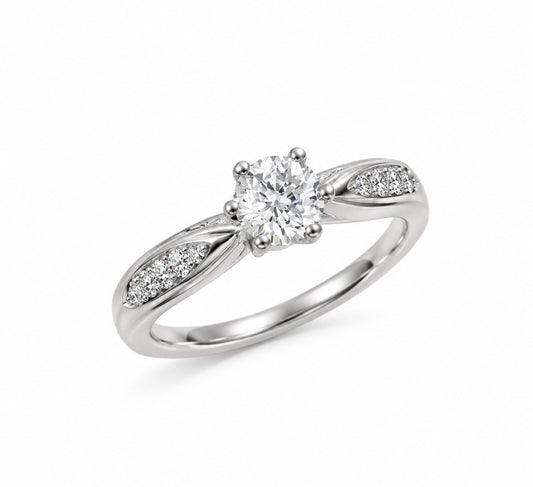 Sterling Silver Rhodium Plated CZ Crystal Ring