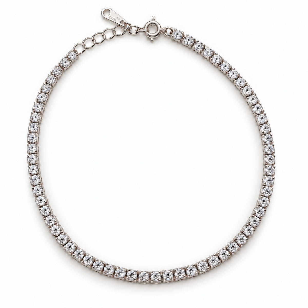 Sterling Silver Rhodium Plated 1.75 mm CZ Tennis Bracelet