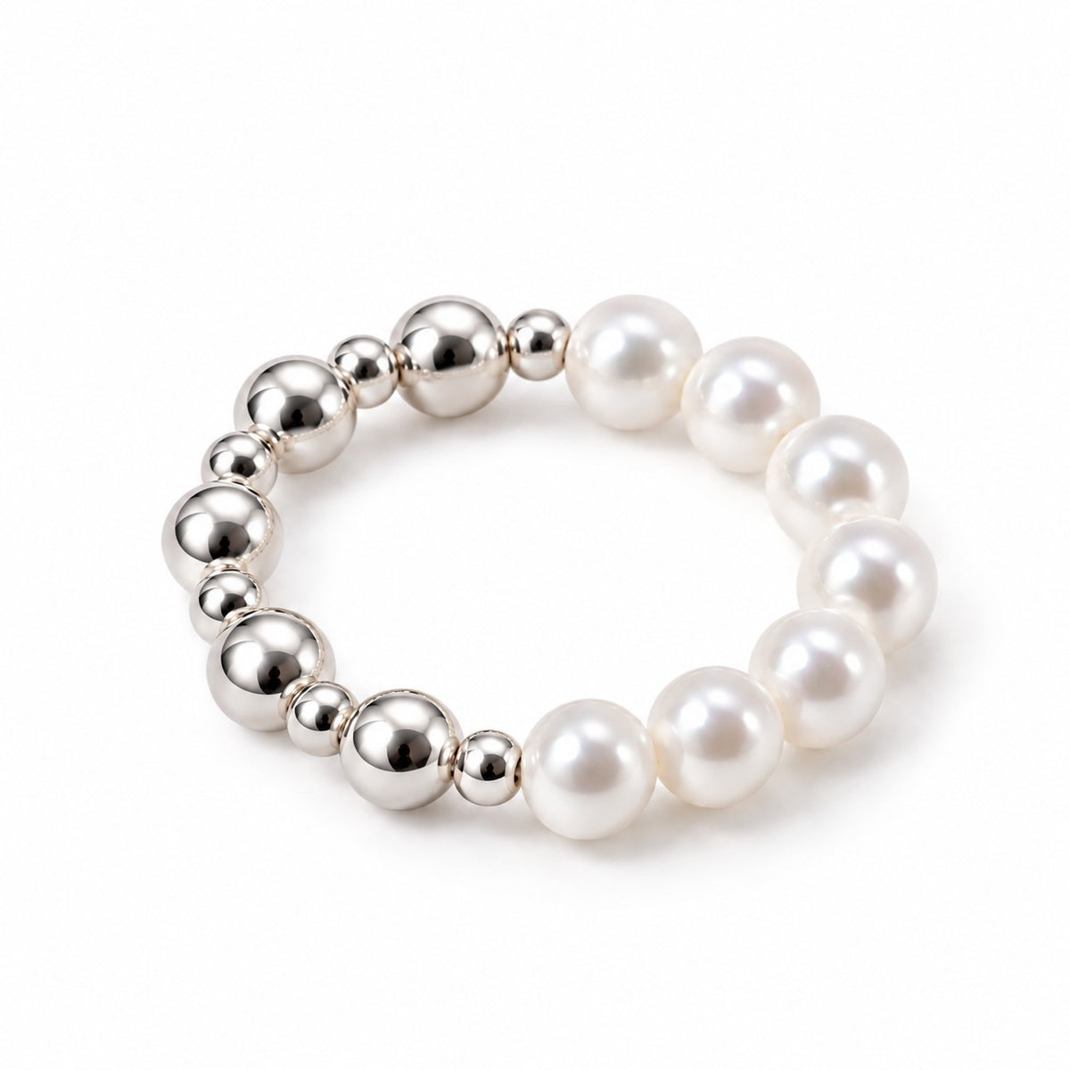 Sterling Silver Pearl Beaded Ring