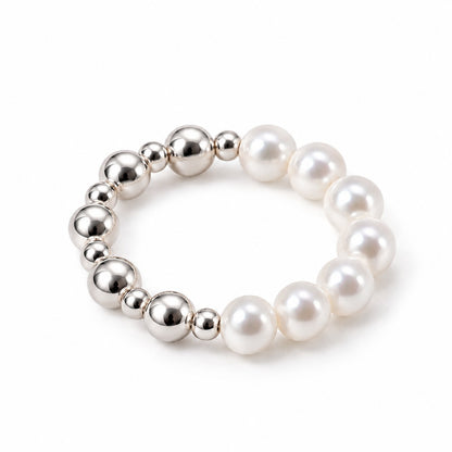 Sterling Silver Pearl Beaded Ring