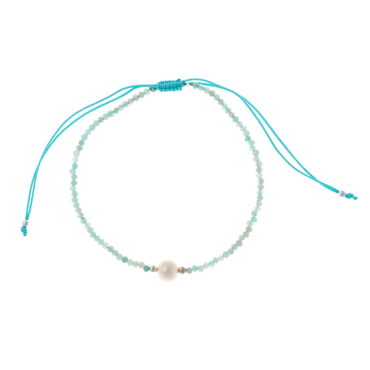 Siūlo apyrankė su perlu ir apatito akmenukais