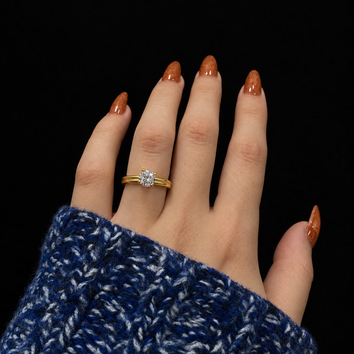 Sterling Silver Gold Plated CZ Crystal Ring