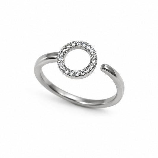 Sterling Silver Rhodium Plated CZ Ring