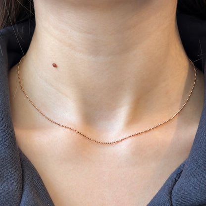 Sterling Silver Rose Gold Plated 1 mm Ball Bead Chain