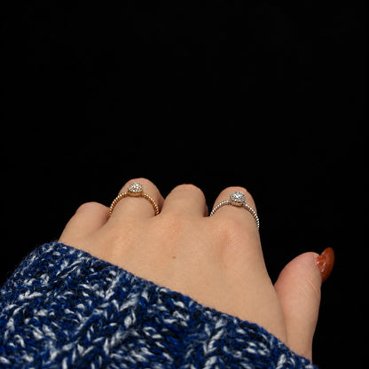 Sterling Silver Rhodium Plated Half Ball Ring