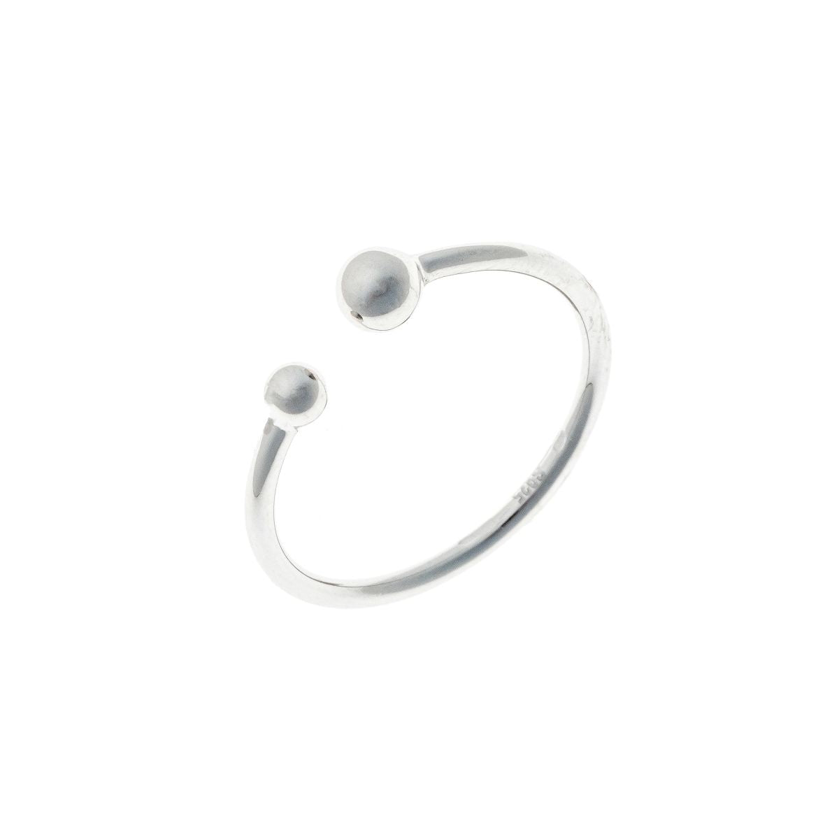 Sidabrinis rodžiuotas reguliuojamo dydžio žiedas su burbuliukais