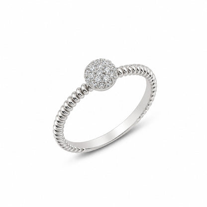 Sterling Silver Rhodium Plated Half Ball Ring