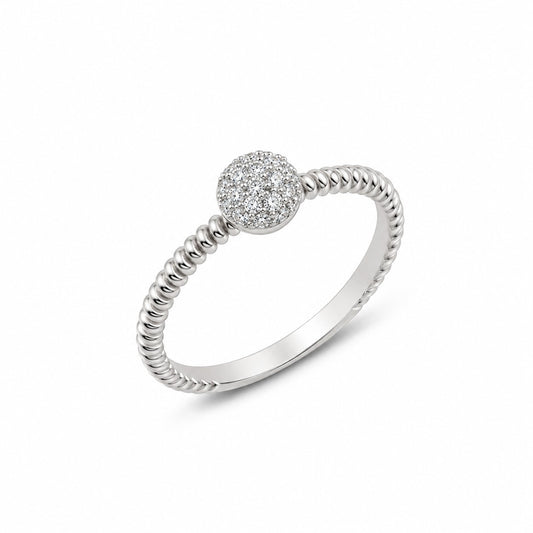 Sterling Silver Rhodium Plated Half Ball Ring