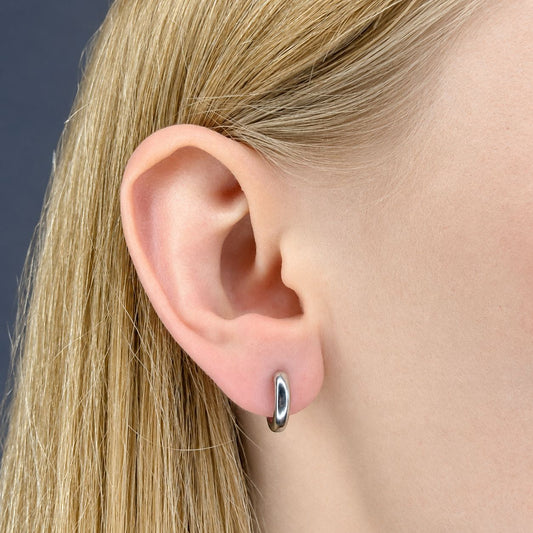 Sterling Silver Rhodium Plated Hoops