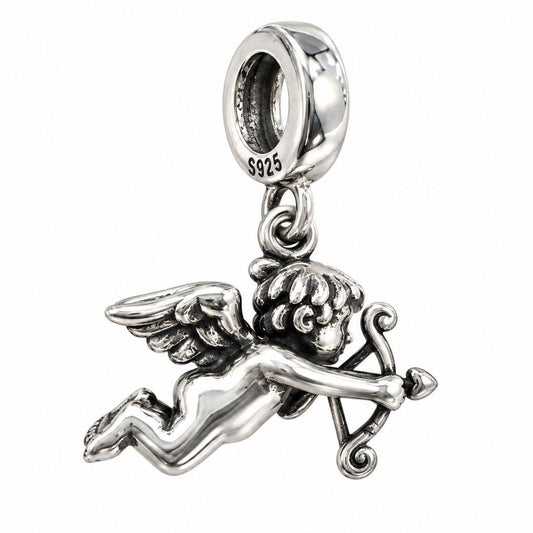 Sterling Silver Rhodium Plated Angel Pendant