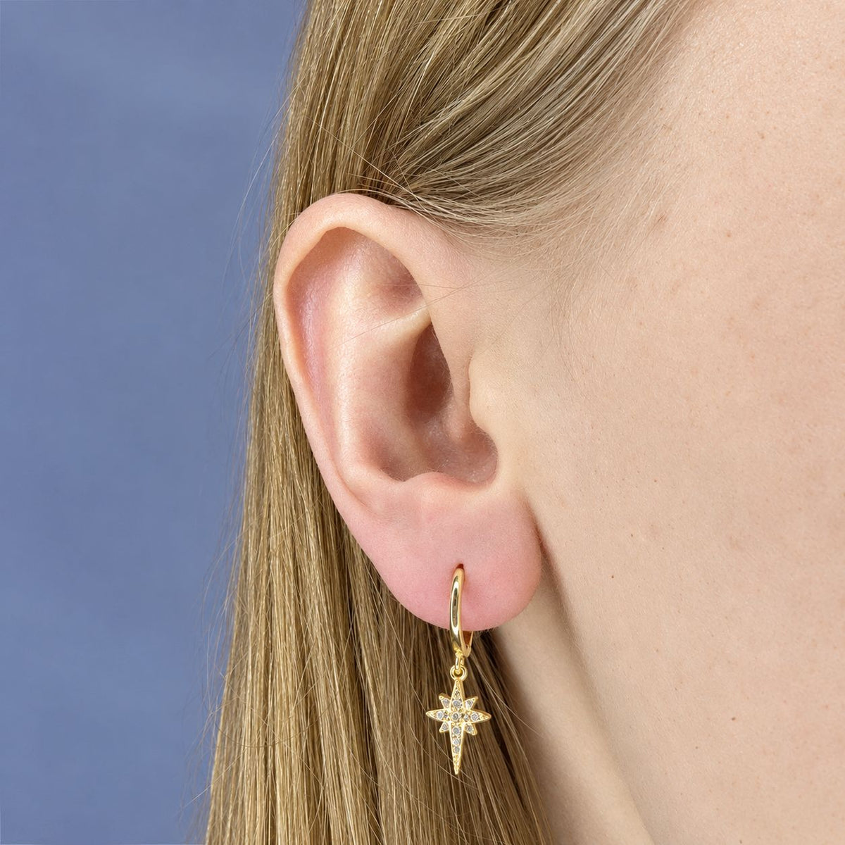 Sterling Silver Hoops with Star Charms