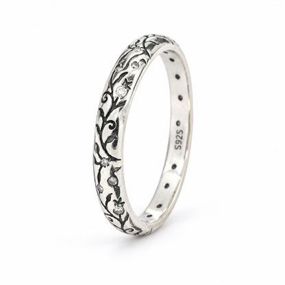 Sterling Silver CZ Ornamented Ring