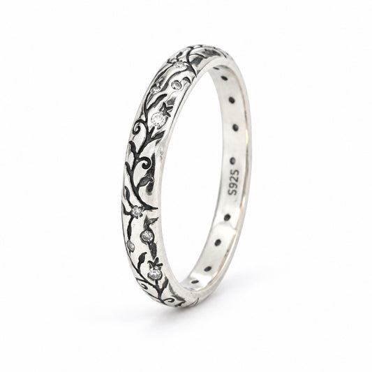 Sterling Silver CZ Ornamented Ring