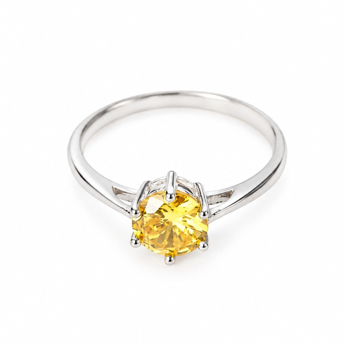 Silver Rhodium Plated CZ Crystal Ring