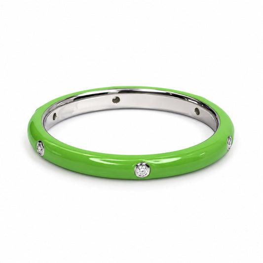 Sterling Silver Green Enamel Ring