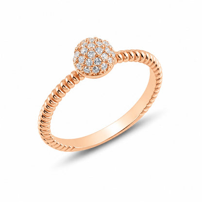 Sterling Silver Rose Gold Plated Half Ball Ring