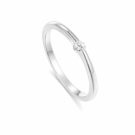 Sterling Silver Rhodium Plated Minimalist CZ Ring
