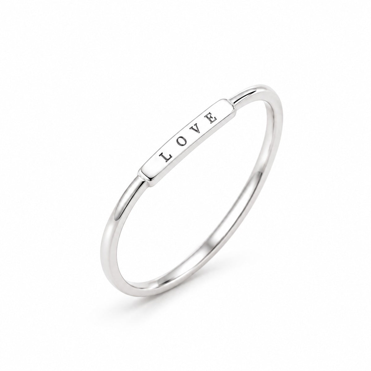 Sterling Silver Rhodium Plated LOVE Ring