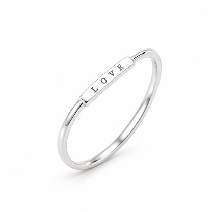 Sterling Silver Rhodium Plated LOVE Ring