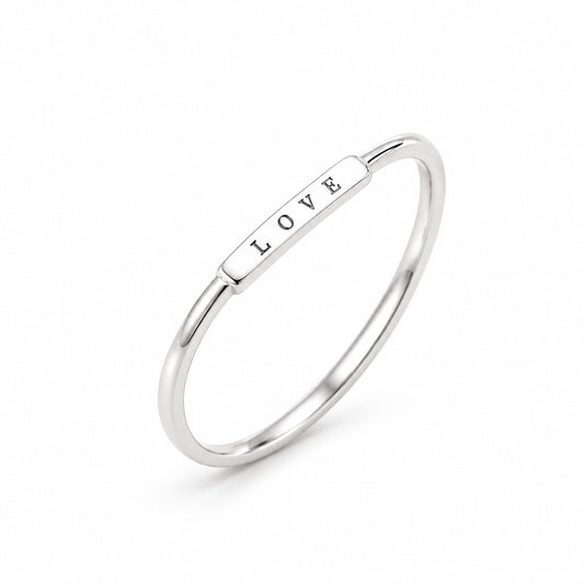 Sterling Silver Rhodium Plated LOVE Ring