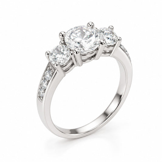 Sterling Silver Rhodium Plated CZ Ring