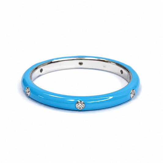 Sterling Silver Blue Enamel Ring