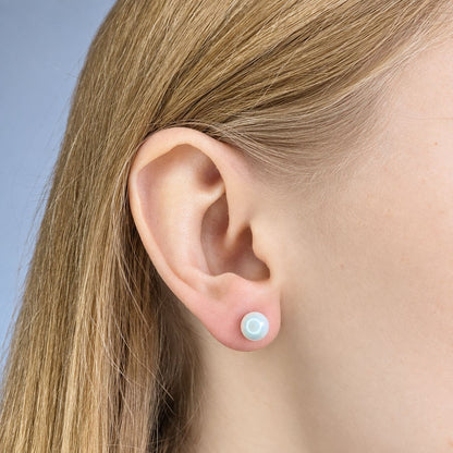 Sterling Silver Rhodium Plated 5 - 10 mm Pearl Studs