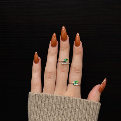 Sterling Silver Enamel Leaf Ring