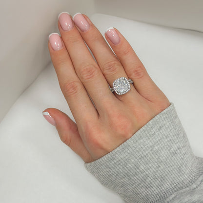 Sidabrinis rodžiuotas dvigubas žiedas su cirkoniais