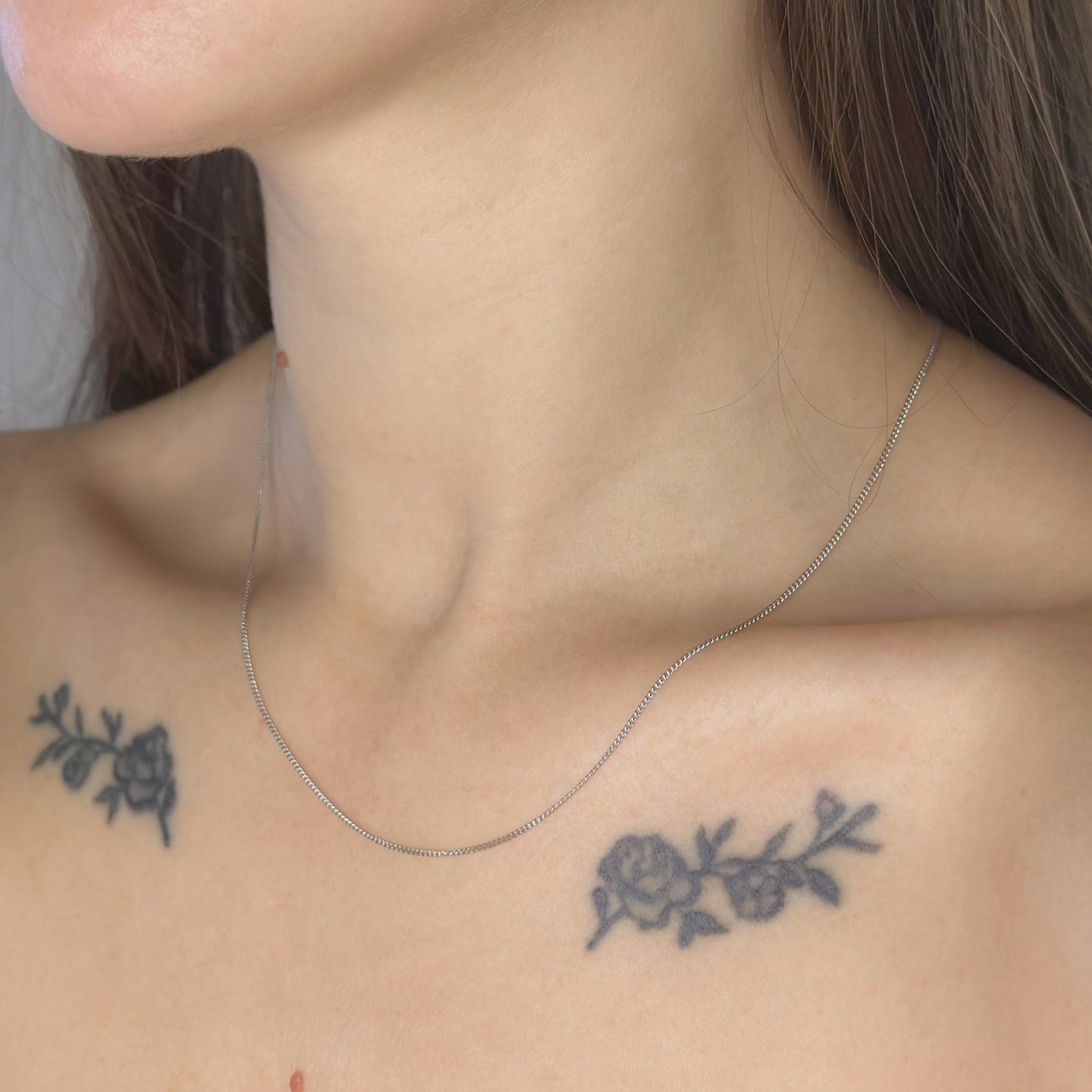 1 - 1,4 g sidabrinė rodžiuota 1 mm pločio grandinėlė "Curb"