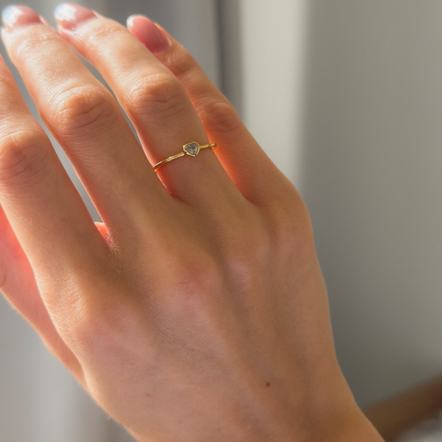Sterling Silver Gold Plated CZ Heart Ring