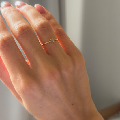 Sterling Silver Gold Plated CZ Heart Ring