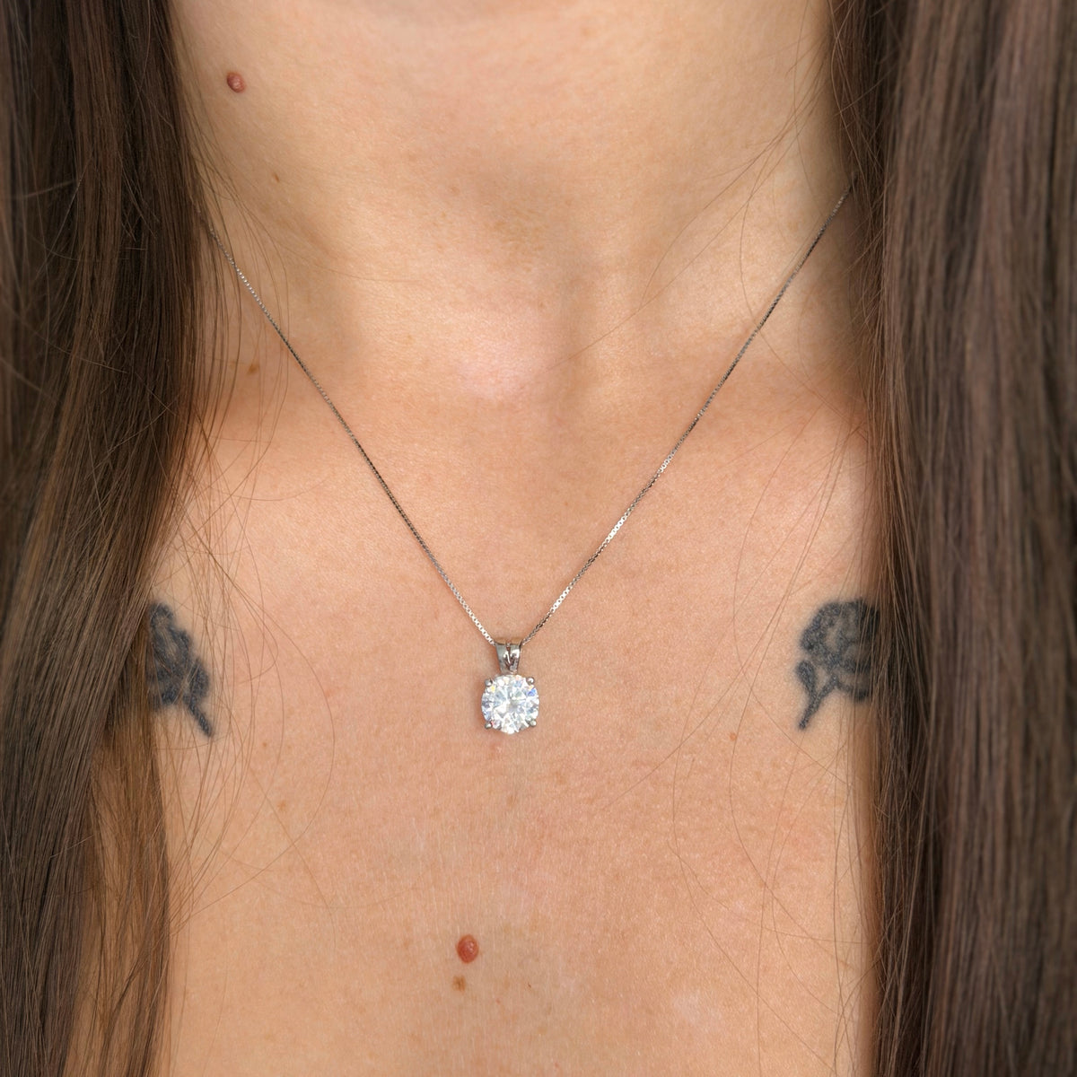 Sterling Silver Rhodium Plated Clear CZ Necklace