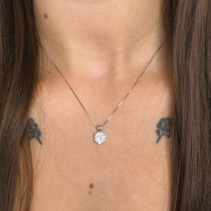 Sterling Silver Rhodium Plated Clear CZ Necklace