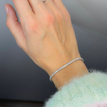 Sterling Silver Rhodium Plated 1.75 mm CZ Tennis Bracelet
