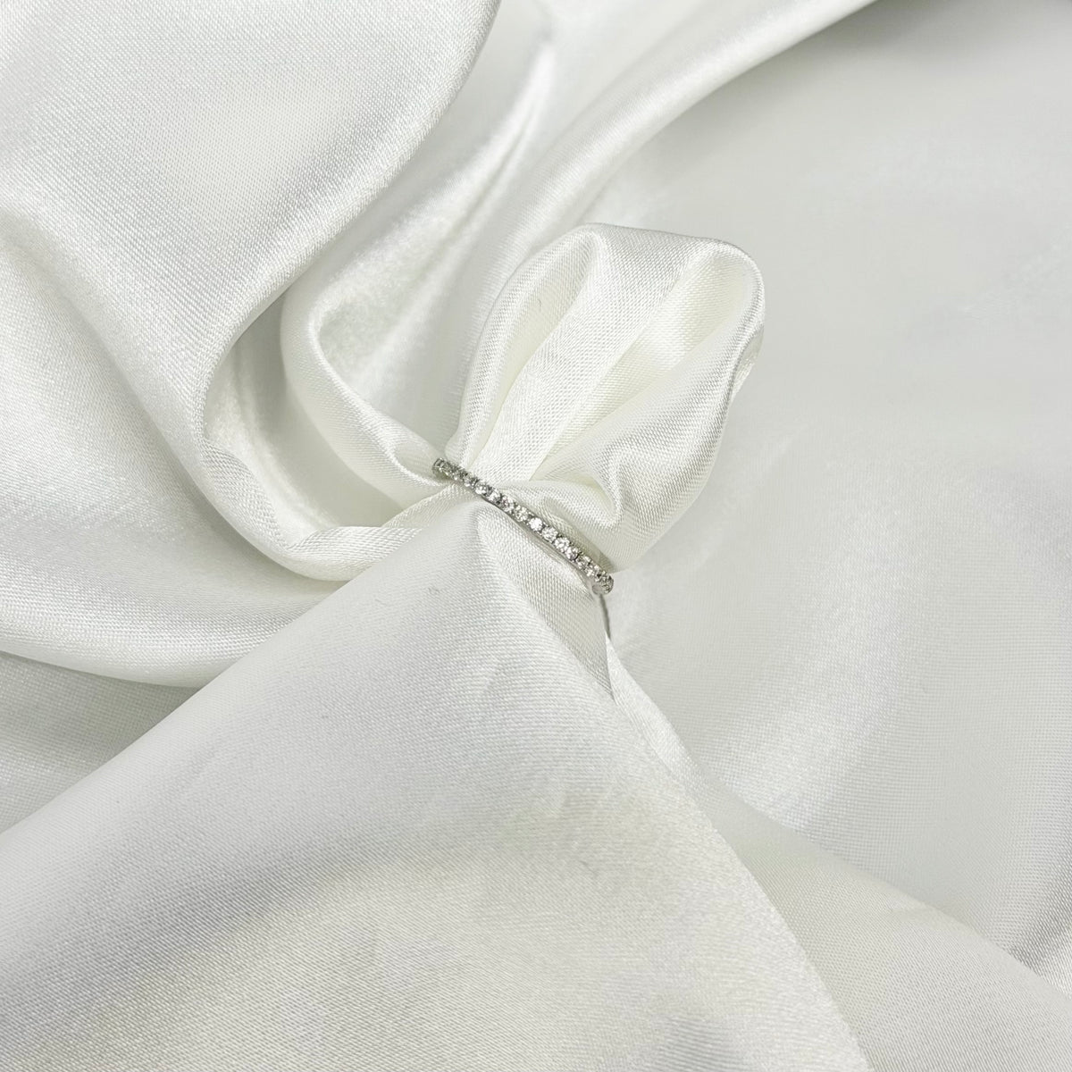 Sterling Silver Rhodium Plated 1 mm CZ Band Ring