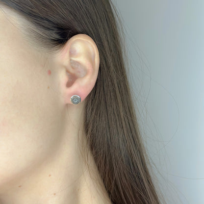 Labradoritas ¦ sidabriniai auskarai su apvaliu labradoritu