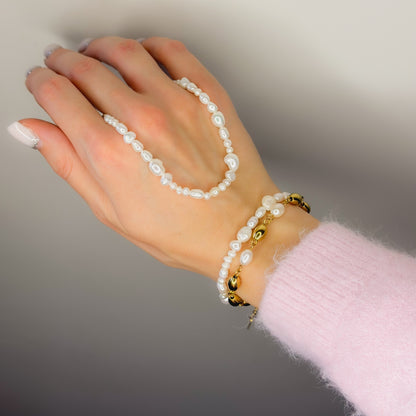 Auksuota apyrankė su tikrais perlais