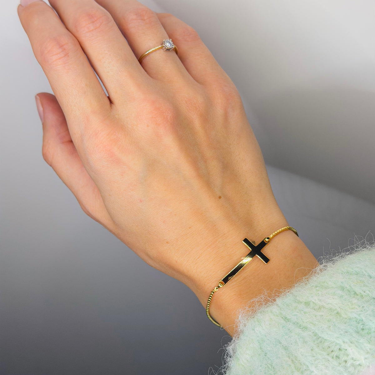 Sterling Silver Gold Plated Cross Bracelet